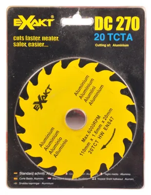 Produktbild von Original Ersatzsägeblatt Sägeblatt Handkreissäge Exakt DC270 Kreissäge Holz Alu, Variante:20 TCTA für Aluminium