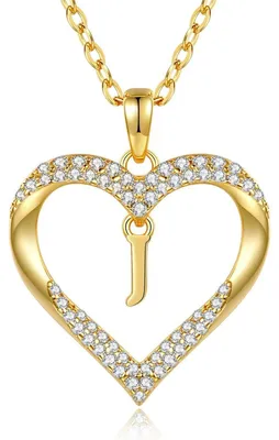Image de Collier pour femme, plaqué or 18 carats, avec pendentif initial en forme de cœur, chaîne de lettres personnalisable de A à Z, bijou cadeau