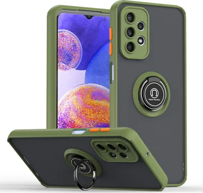 Produktbild von Samsung A23 Hülle, Ring Halter Ständer Matte Transluzent TPU Rahmen Stoßfest Schutzhülle für Samsung Galaxy A23 5G / 4G Grün
