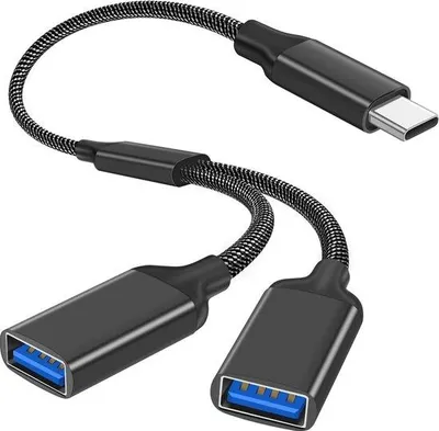 Zdjęcie produktu dla Przejściówka USB-C na 2 gniazda USB typu OTG z kablem Y