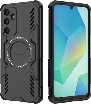 Produktbild von Magnetisch Hülle für Samsung Galaxy A16 5G/4G, Hybrid PC TPU Bumper Stoßfestes Loch Wärmeableitung Handyhülle Schwarz