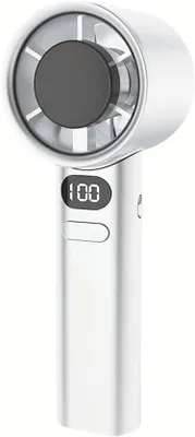 Produktbild von Handventilator mit Turbinen-Technologie, tragbarer USB-Ladegerät mit 2000 mAh, 120-Stufen-Schnellregelung (weiß).