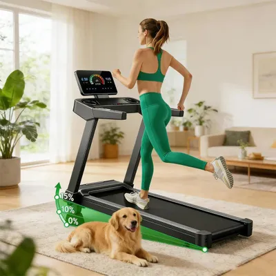 Obrázek produktu pro L20 – běžecký pás – skládací – nastavitelný sklon – displej – bez Bluetooth – bez reproduktorů – béžový
