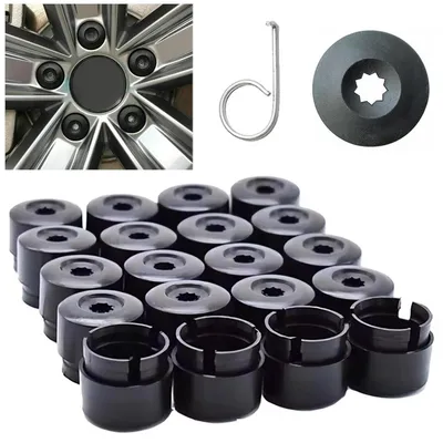 Produktbild von Radschraubenkappen 19 mm, 20 Stück, schwarz, mit Abziehhaken, für T5 und T6 Fahrzeuge