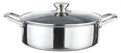 Produktbild von Edelstahl-Kochtopf ø32 cm mit Glasdeckel & Wabenstruktur - Induktionsgeeignet
