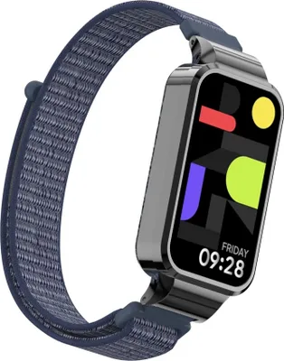 Produktbild von Strap-it Nylonband mit Klettverschluss - passend für Xiaomi Smart Band 9 Active (Dunkelblau)