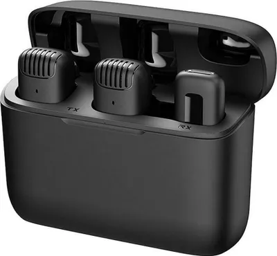 Zdjęcie produktu dla Mikrofon z etui ładującym Apexel APL-MIC014, oświetlenie, 2 szt.