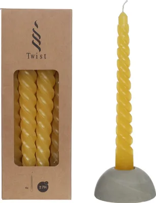 Produktbild von Spiralkerzen im Set mit 4 Stück, Höhe 19cm, in vielen Farben erhältlich | Twisted Candle, Farbe:Zimt