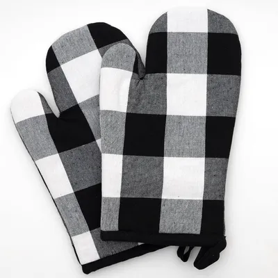 Produktbild von Set von Ofenhandschuhen - 2 Backofenhandschuhe aus 100% Baumwolle - Praktisches Set für Kochhandschuhe