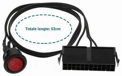 ATX 24-Pin Schalterkabel mit roter LED, 52 cm