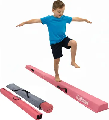 Produktbild von Schwebebalken 210 cm klappbar auf 105 cm pink Turnbalken mit Tragetasche Balancierbalken