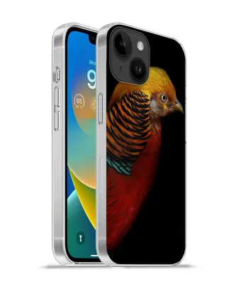 Produktbild von MuchoWow® Handyhülle Schutzhülle Hülle für Apple iPhone 14 - Softcase Vogel - Federn - Schwarz - Porträt Silikon Softcase Handy Hülle