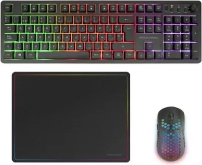 Image de Mars Gaming MCPWXES, Sans fil, Sans fil RF + USB, Commutateur à membrane, QWERTY, RGB LED, Noir