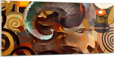 Produktbild von Bilder auf glas - Tier Abstraktion - 120x50cm - Glasbilder - Wandbilder - Kunstdruck - zum Aufhängen bereit - Wanddekoration aus Glas - Glas Bilder - Wandbild auf Glas - Einteilig - GAB120x50-4037
