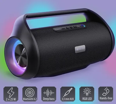Obrázok produktu pre Forever Bluetooth reproduktor Boost BOS-200 čierny 50W hudba RGB LED rádio FM