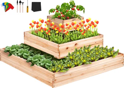 Obrázok produktu pre VEVOR Vyvýšený záhon 113 x 113 x 51 cm Záhon na zeleninu Záhon na kvety Záhon na bylinky Záhradný záhon Ideálny na pestovanie zeleniny, ovocia, byliniek, sukulentov atď.