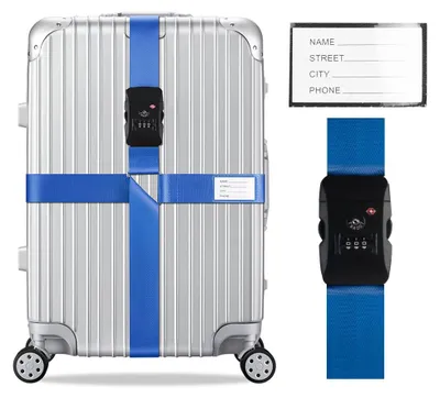 Productafbeelding van Kofferband met TSA-Slot, Verstelbare Kofferriem, Blauw, 1 Stuk