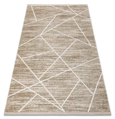 Image de Tapis moderne DUKE 51557 beige / crème - Géométrique, structuré, très doux, franges beige 280x370 cm