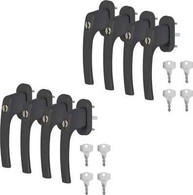 8 x Alu Fenstergriff in Grau RAL 7016 abschließbar - Stiftlänge 40mm