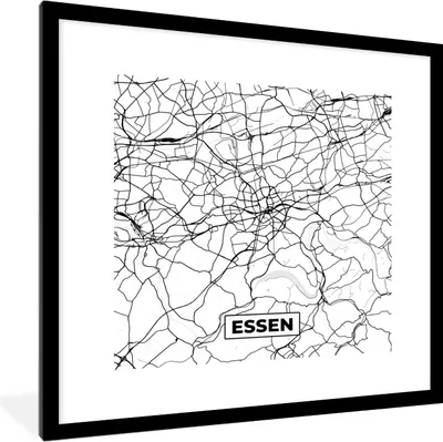 Produktbild von MuchoWow® Gerahmtes Poster Karte - Essen - Stadtplan 40x40 cm - Poster mit Schwarzem Bilderrahmen Wandposter Rahmen Foto Bilder - Poster - Plakat im Rahmen
