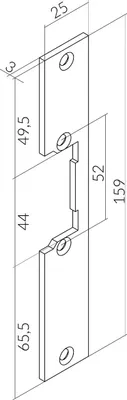 Produktbild von Schließblech zu O&C Türöffner, kurz, 159 x 25 x 3 mm, Edelstahl