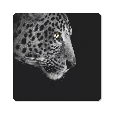 Produktbild von MuchoWow® Mauspad Mousepad Leopard - Schwarz - Weiß 20x20 cm - Mousepads - Maus Mat - Pad - Mausunterlage - Desk Mat - Bureauartikeln