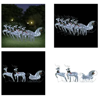 Produktbild von vidaXL Rentier mit Schlitten Weihnachtsdekoration 140LEDs Outdoor Weiß - LED-Rentier - LED-Rentiere - Weihnachtsdeko Rentier - Weihnachtsbeleuchtung Rentier