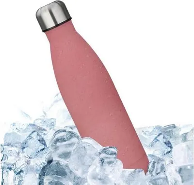 Produktbild von Rosa Thermosflasche aus Edelstahl – Isolier-Trinkflasche mit Vakuumisolierung | Auslaufsicher, BPA-frei & rutschfeste Gummitextur für Sport, Büro & Alltag