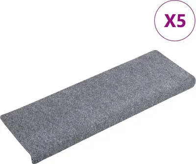Produktbild von vidaXL Stufenmatten Selbstklebend 5 Stk. 65x21x4 cm Hellgrau Rechteckiger Rand
