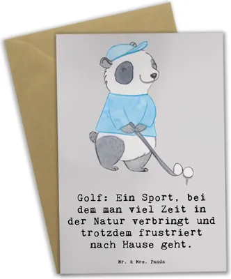 Produktbild von Mr. & Mrs. Panda Klappkarte Golf Erlebnis - Grau Pastell - Geschenk, Gemeinschaft, Sport, Humor, Herausforderung, Freundschaft, Grußkarten, Grußkarte, einladungskarten