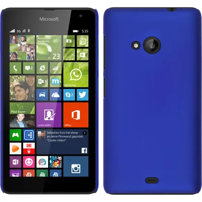 Produktbild von PhoneNatic Case kompatibel mit Microsoft Lumia 535 - Hülle blau gummiert Hard-case + 2 Schutzfolien