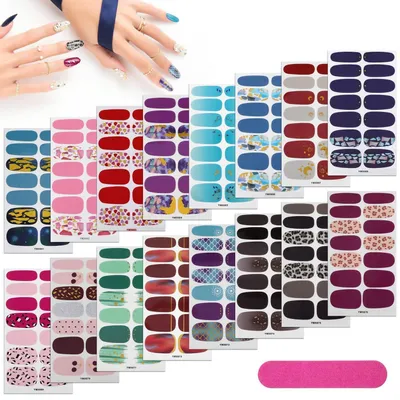 Image de Kit d'autocollants pour ongles avec lime à ongles, motif léopard, 16 feuilles
