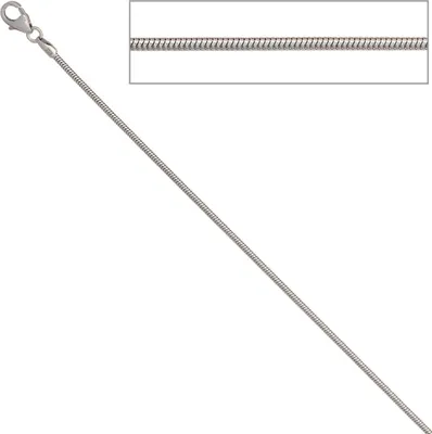 Produktbild von JOBO Schlangenkette 585 Weißgold 1,4 mm 50 cm Gold Kette Halskette Karabiner