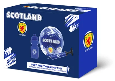 Produktbild von Gioco Fußball Geschenkset Schottland Größe 5 mit Trinkflasche und Pumpe