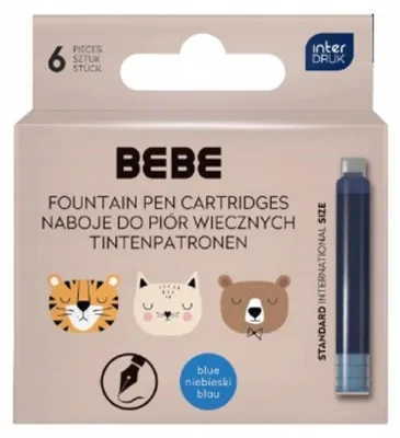 Zdjęcie produktu dla Naboje Do Piór Niebieskie 6 Szt. Bebe Friends Interdruk