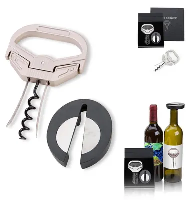 Immagine prodotto di Set di accessori per vino, con tagliacapsule, cavatappi per vini invecchiati, in acciaio inossidabile, confezione regalo