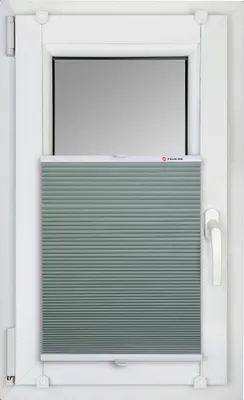 A close-up view of a window with a pleated blind.