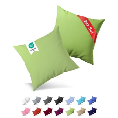 Produktbild von 2er Pack Kissenbezug Kissenhülle 40x80 cm Renforcé Uni Baumwolle mit Reißverschluss Apfelgrün
