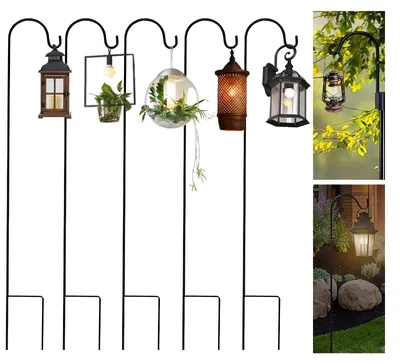 Image de 5 crochets de jardin en métal, de 90 cm, pour suspendre des décorations
