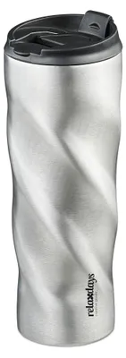 Image de Mug isotherme Relaxdays, 500 ml, pour boissons chaudes et froides, mug à café étanche en acier inoxydable, sans BPA, argent/noir