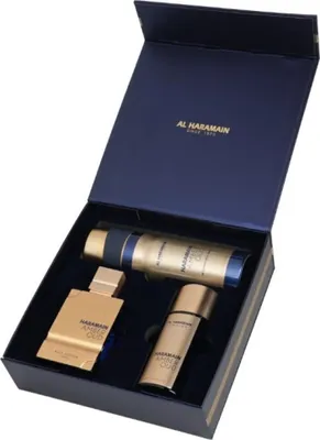 Obrázek produktu pro Zestaw Al Haramain Amber Oud Bleu Edition Edp 75 ml + Edp 30ml + Deodorant ve spreji 200ml