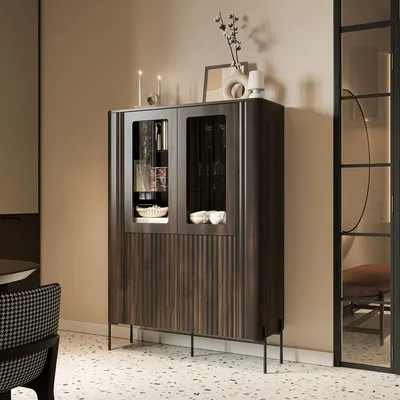 Produktbild von Cimino - Vitrine, 110x40x160h cm Nussbaum Braun, 8 Regale