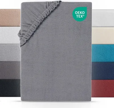 Produktbild von Teddy Plüsch Spannbettlaken Boxspring 180-200x200-220 cm, Warmes Winter Bettlaken Grau