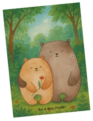 Produktbild von Mr. & Mrs. Panda bildkarte Bären Liebe Design - Weiß - Geschenk, einzelkarte, Hochzeitstag, Grußkarte, Postkarte, Kunstkarten, Freundin, Umarmung, Kuscheln, Verheiratet