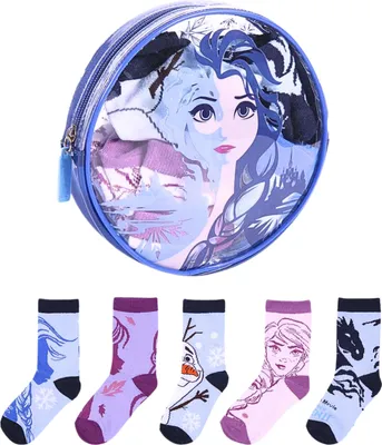 Produktbild von 5er - Pack Kindersocken Disney Frozen im Kulturbeutel Blau 19 - 22