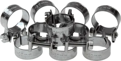 Produktbild von 10 x Mini Schlauchklemmen-Sortiment Rundziehende Schlauchschellen Satz 18-20 mm