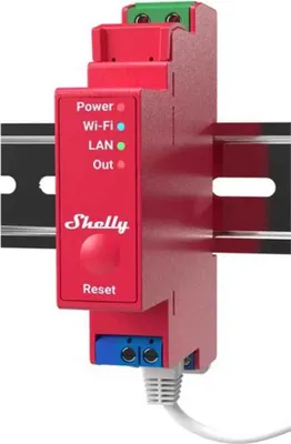 Imagen del producto de Shelly Pro 1PM, relé eléctrico, color rosa, modelo 1