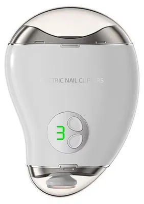 Produktbild von Elektrischer Nagelknipser - 2-in-1 Nagelfeile und Polierer - 3 Geschwindigkeiten - LED-Display - Auffangbehälter für Nagelreste - Wiederaufladbar - Weiß
