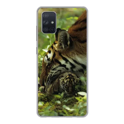 Produktbild von MuchoWow® Handyhülle Schutzhülle Hülle für Samsung Galaxy A71 Tiger - Pflanzen - Jungtier Silikon Softcase Handy Hülle - Kartenbesitzer