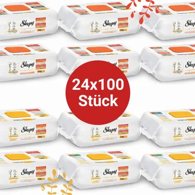 Obrázek produktu pro Čisticí ubrousky Sleepy Easy Clean – 12 x 100 žluté + 12 x 100 oranžové | Hygiena pro domácnost